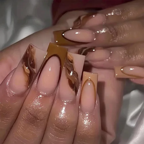 Vista 13 de MISUD Uñas a presión – Uñas cuadradas largas con pegamento rosa y negro, acrílico Y2K diseño de dijes de 24 piezas