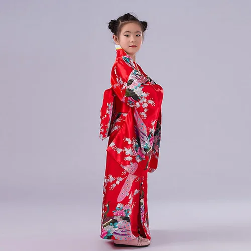 Vista 8 de Kimono para niñas Yukata - Disfraz tradicional japonés para cosplay