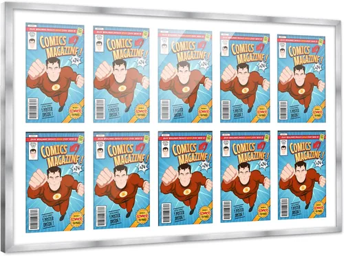 Vista 9 de Poster Palooza Marco de cómic con paspartú para 1 cómic de la Edad de Bronce publicado entre 1970 y 1985, marco de cómic negro para cómic de 7.25 x