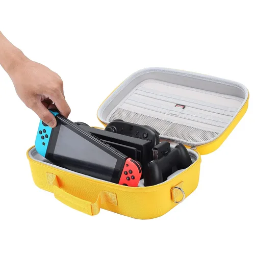 Vista 6 de Compact Hard Shell Cute Carrying Travel Case, Kawaii Yellow Storage Bag Compatible with Nintendo SwitchSwitch OLED, Portable Travel Case with strap