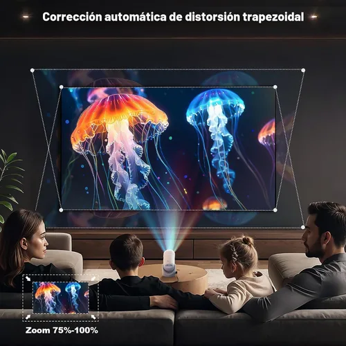 Vista 5 de Mini proyector con Wifi y Bluetooth portátil, 180 grados Roation Altavoz incorporado que se conecta al teléfono, laptop, PC, mini proyector al aire