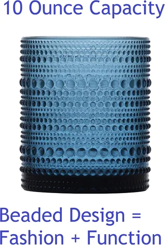 Vista 4 de Fortessa Jupiter - Vidrio de hobnail con cuentas, 10 onzas, doble estilo antiguo (juego de 4), transparente