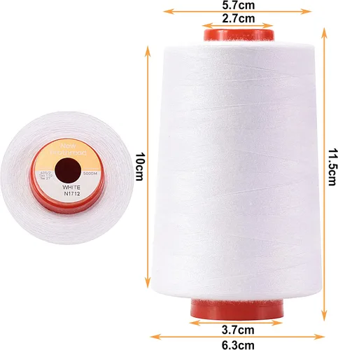 Vista 2 de New brothread - 30 opciones - 2 conos grandes de 5500Y (5000M) cada uno de hilo de poliéster hilado multiusos 40S/2 (Tex27) para serger, overlock