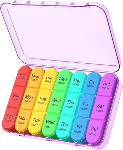 Vista 2 de Daviky Organizador de pastillas 3 veces al día, pastillero diario de 7 días, fundas semanales, organizadores de medicamentos para contener vitaminas