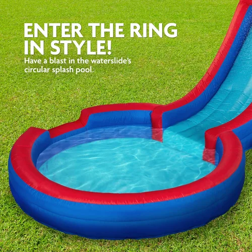 Vista 4 de Sunny & Fun Parque acuático inflable de un solo anillo – Resistente para la diversión al aire libre – Pared de escalada, tobogán y piscina profunda