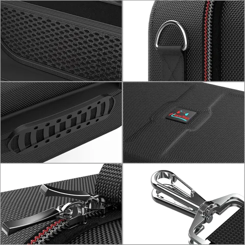 Vista 4 de HEYSTOP Kit de accesorios de funda compatible con Nintendo Switch 12 en 1 Switch funda de transporte PlayStand Grip Volante agarre protector