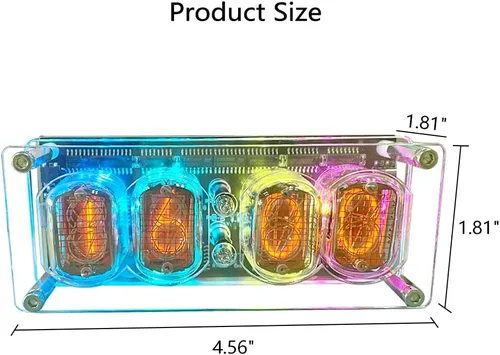 Vista 7 de Reloj de Tubo Luminoso - Reloj de Tubo Nixie Retro con Pantalla Digital, Luz RGB, Perfecto para Decoración de Escritorio y Habitación, Regalo