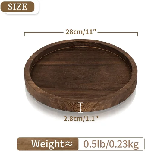 Vista 5 de Hanobe Bandejas redondas de madera para decoración de centro de mesa Marrón-1 pieza