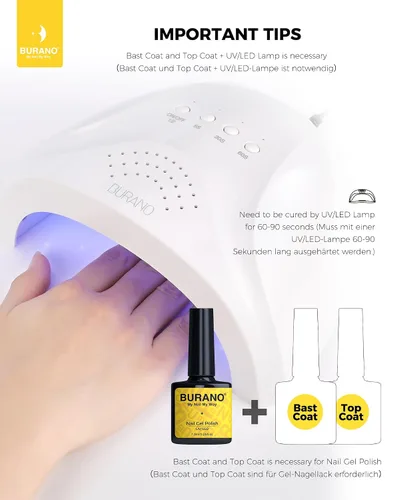 Vista 7 de BURANO Esmalte de uñas con purpurina, efecto holográfico brillante LED UV, gel de secado, sin astillas, esmalte brillante para hacer tus propias