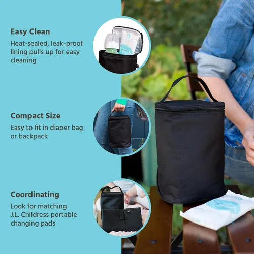 Vista 2 de J.L. Childress TwoCOOL Bolsa de viaje para enfriar leche materna, bolsa de almacenamiento aislada para biberones, paquete organizador portátil