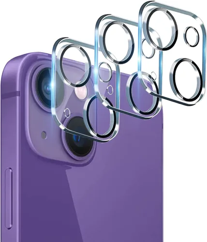 Vista 10 de Protector de lente de cámara de diseño para iPhone 14 Plus/iPhone 14 – Bandeja automática de aleación de aluminio más 9H protector de pantalla