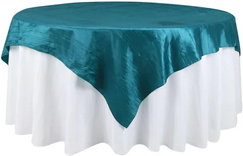 Vista 11 de Efavormart - Mantel cuadrado de tafetán arrugado de acordeón beige de 72 x 72 pulgadas