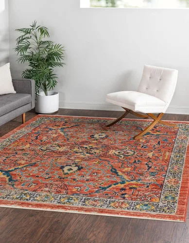 Vista 15 de Unique Loom Lola Collection - Alfombra de área Vivacious (2 pies 2 pulgadas x 3 pies 1 pulgada, rectangular, color rojo ladrillo/azul)
