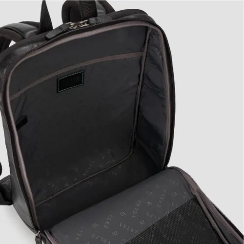 Vista 5 de VELEZ Mochila de cuero de grano completo con compartimento para laptop de 14 pulgadas, mochila delgada unisex para universidad, trabajo y negocios