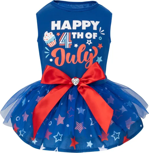 Vista 20 de cyeollo - Vestido de San Valentín para perro, traje de tul con estampado de corazón, con clip de lazo, talla XS Soft Breathable Fabric