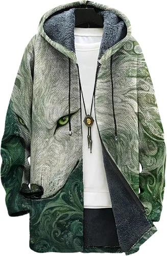 Vista 39 de Mens Hooded Cardigan Japanese Art Zip Up Long Sleeve Sweater Hoodie Dragon Print Coat with Pockets