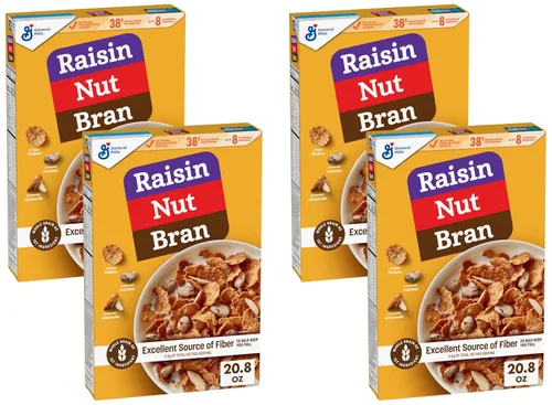 Vista 7 de Cereal de pasas y nueces, cereal alto en fibra, hecho con grano entero, 20.8 oz