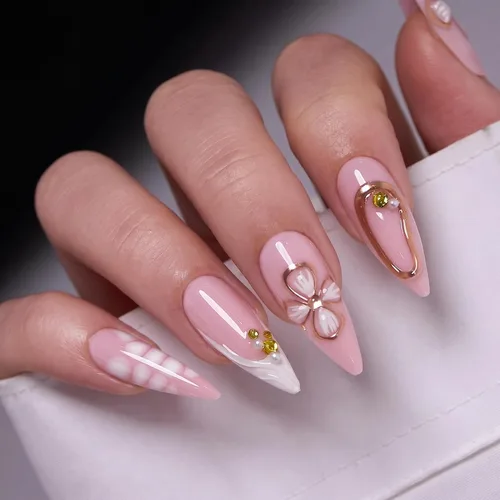 Vista 26 de CurvLife Uñas postizas a presión con punta francesa cuadrada media, color Brillo de porcelana