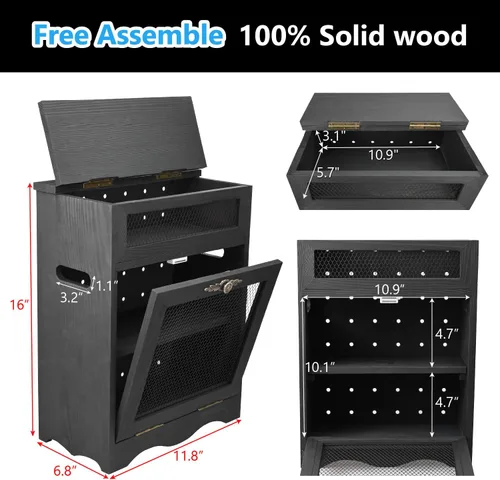 Vista 3 de Ikee Design Caja de Almacenamiento de Madera de Ensamblaje Libre para Encimera de Papas y Cebollas, Gabinete de Encimera, Cajas de Pan de Madera