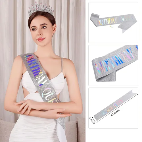 Vista 10 de Tiara para mujer, coronas de reina de cristal, tiaras de princesa con diamantes de imitación, accesorios para el cabello real perfectos para Plateado