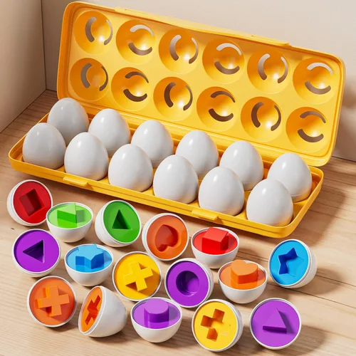 Vista 8 de JUKUDAHU Huevos Emparejados Juguetes para Niños Pequeños de 1 2 3 4 Años - Juegos de Clasificación de Formas y Colores, Huevos de Pascua para Niños