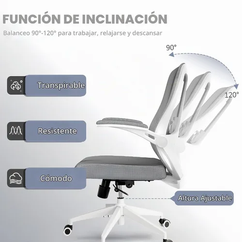 Vista 3 de Silla de oficina ergonómica, sillas de escritorio cómodas de 350 libras con soporte lumbar para espalda, sillas de computadora de malla con ruedas
