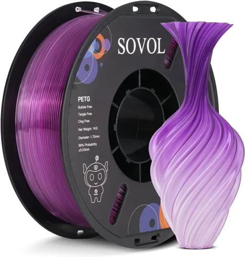 Vista 10 de Sovol Materiales de impresión 3D del filamento 5.74 ft m 2.2 lbs de PETG de Alta precisión, fuerte dureza, tensión de cableado, precisión Verde