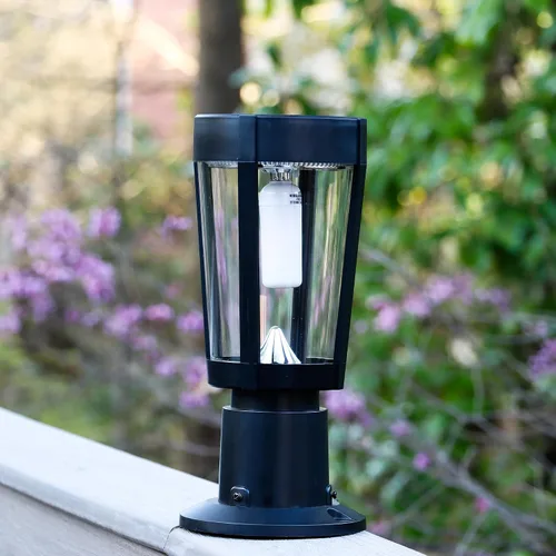Vista 3 de Gama Sonic Amphora - Lámpara solar para poste de acento, moderna lámpara de 12 pulgadas de altura con base de muelle de montaje empotrado, incluye