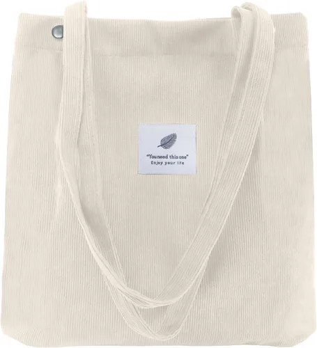 Vista 27 de Bolsa Tote de Pana para Mujeres Pequeña Bolsa de Lona para Hombro Bolsa de Mano de Pana con Bolsillo Interior 02 Verde Ejército