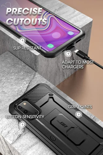 Vista 7 de SUPCASE Funda para Samsung Galaxy S20 con protector de pantalla (Unicorn Beetle Pro), [clip para cinturón y soporte integrados] Funda protectora