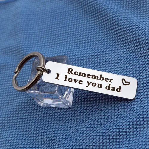 Vista 3 de XGAKWD Regalos para el día del padre de hija e hijo Llavero de joyería Remember I Love You Dad regalo de cumpleaños o Navidad para papá, plateado