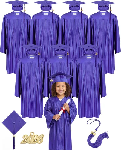 Vista 10 de Xuhal Juego de 8 gorros y batas de graduación preescolar para jardín de infantes, gorro de graduación para niños con borla de graduación 2026