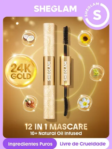 Vista 2 de SHEGLAM Máscara de pestañas todo en uno de 24k con volumen multiefecto de larga duración