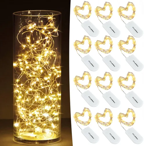 Vista 13 de Tira de luces led rutilantes con 20 luces de hadas led micro Cylapex, en cable de cobre revestido de plata de 3.3 pies, funciona con dos