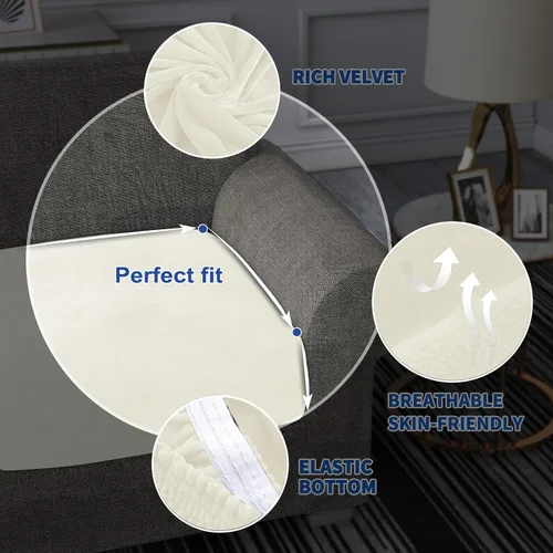 Vista 5 de MAXIJIN Funda de Cojín de Terciopelo Elástica Ajustable Fundas de Cojín de Sofá Ajustadas 1 Paquete Funda de Cojín de Asiento de Sillón para Cojín