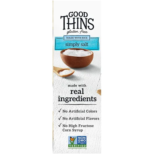 Vista 14 de Good Thins Galletas de arroz simplemente saladas sin gluten, 3.5 onzas (Paquete de 3)