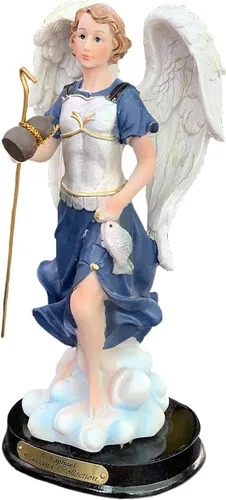 Vista 2 de Arcángel Rafael Santo Figura de decoración religiosa estatua de 8 pulgadas de alto