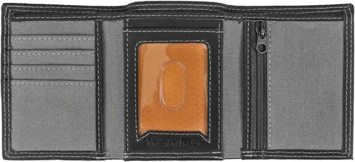 Vista 2 de Timberland PRO Cartera de lona de cuero RFID con bolsillos con cremallera para hombre