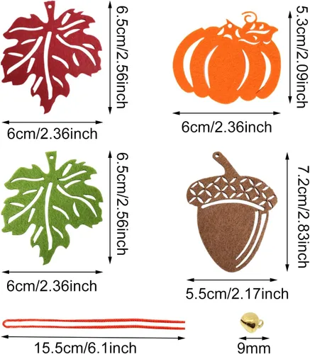 Vista 2 de yueton 32 adornos colgantes de otoño, hojas de arce, calabaza, bellota, decoraciones de otoño con campana y cuerda para el hogar, Halloween, Acción