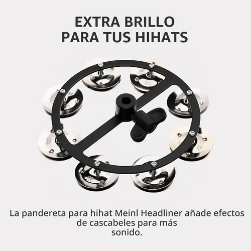 Vista 2 de Meinl Cymbals HTHH1BK Pandereta de hihat montable con jengibres de acero (VIDEO)