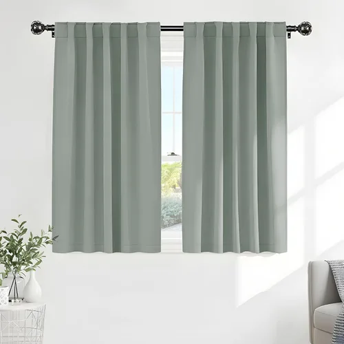 Vista 131 de PONY DANCE Cortinas cortas con aislamiento térmico para ventana pequeña, para guardería, baño, cocina, lavandería, caravana, sótano, 29 pulgadas