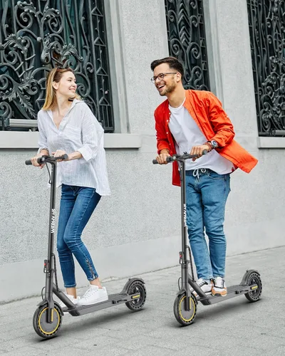 Vista 9 de WERHY Scooter eléctrico, motor potente de 350 W/500 W y neumático de 8.5 Amarillo-gris