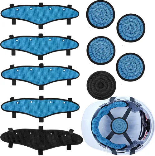 Vista 9 de 9 unidades de bandas de sudor para casco duro, lavables, reutilizables, protectores de sudor, accesorios para cascos de aire, color azul
