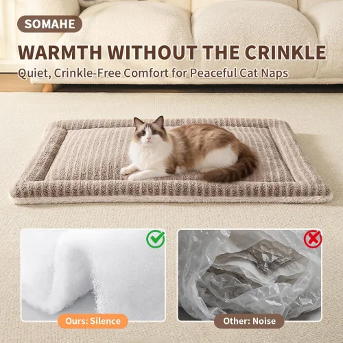 Vista 6 de SOMAHE Tapete de cama autocalentable para gatos, 1.5 pulgadas de grosor Café