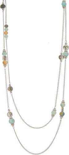 Vista 8 de BULINLIN Collar largo de plata en capas para mujer, collar de cadena de suéter con cuentas de piedra turquesa para mujer, joyería de disfraces