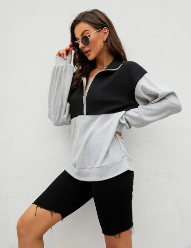 Vista 5 de Blomming Jelly - Sudadera de manga larga con media cremallera para mujer, estilo casual, para otoño