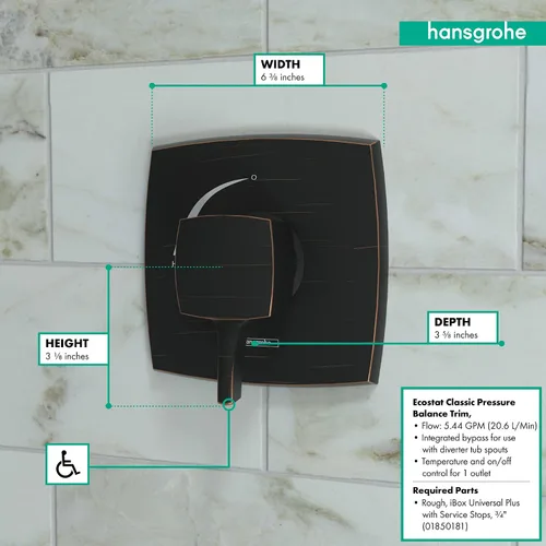 Vista 39 de hansgrohe Ecostat Classic 15769001 - Válvula de ducha de equilibrio de presión cromada