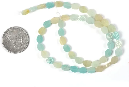 Vista 2 de Hoja de amazonita tallada 0.315 in cuentas sueltas piedras preciosas DIY fabricación de joyas de 15 pulgadas