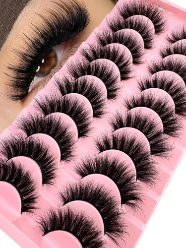 Vista 27 de 10 pares de pestañas postizas de visón 3D, hechas a mano, pestañas largas y finas, pestañas naturales para maquillaje de ojos (3-6)
