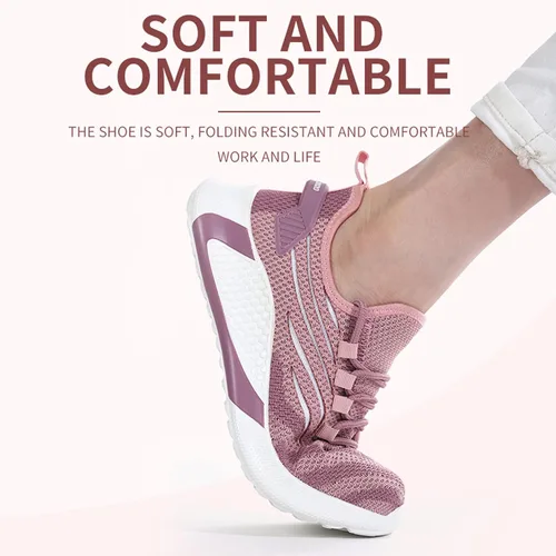 Vista 6 de MAIZUN Zapatos con punta de acero para mujer, ligeros, zapatos de trabajo de seguridad, indestructibles, antideslizantes, zapatos de punta compuesta